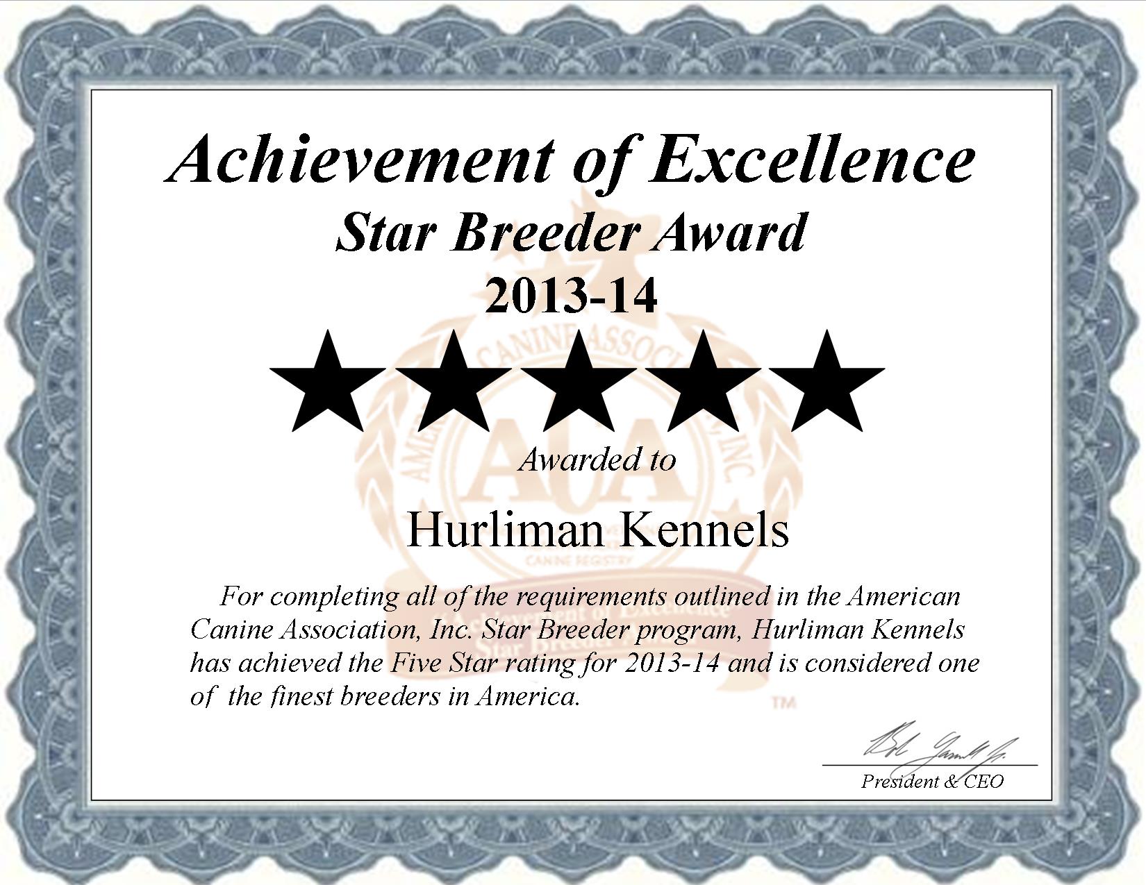  - Hurliman_Kennels_Star_Breeder_Certificate
