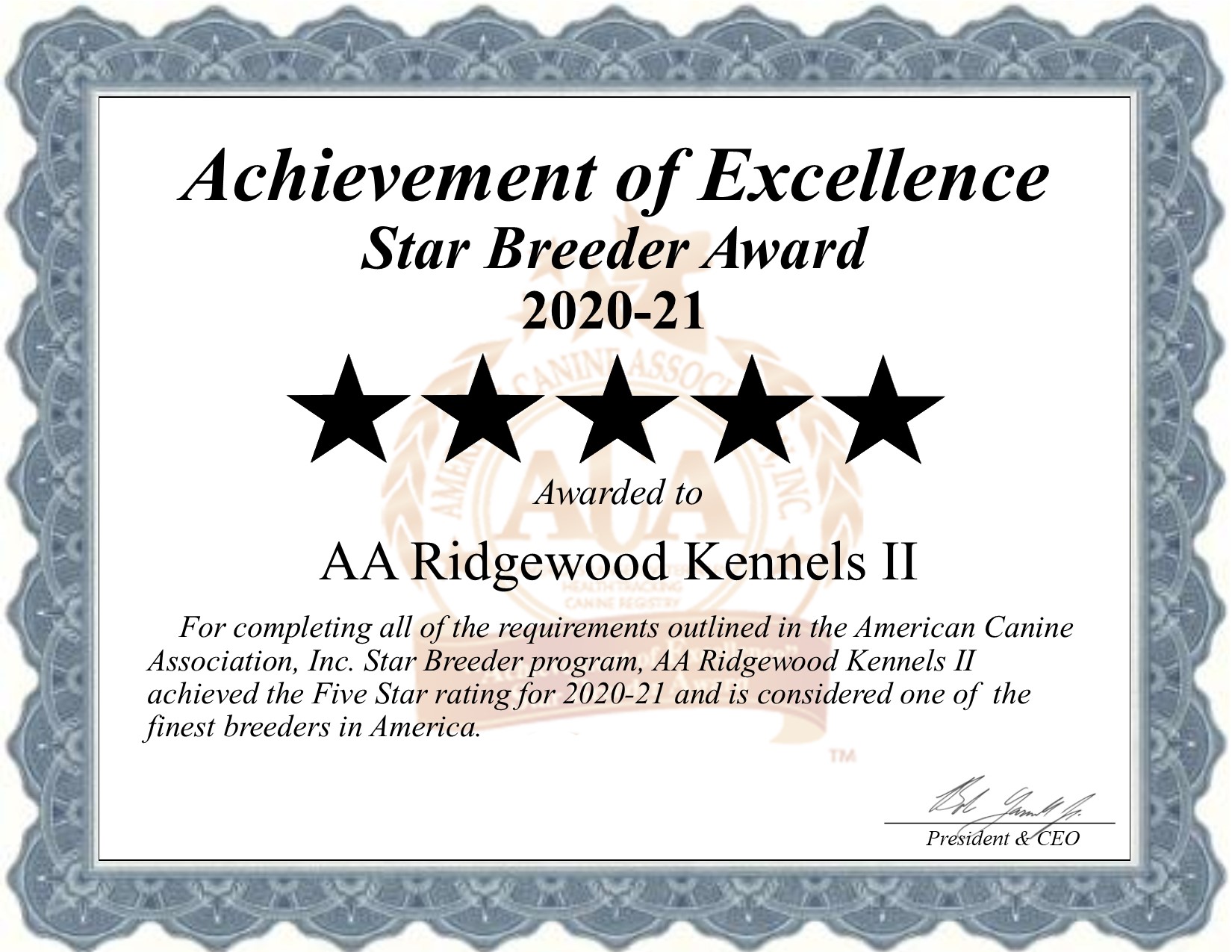 AA, Ridgewood, Kennels, II, dog, breeder, certificate, aa-ridgewood-kennels-ii, dog-breeder, kinzer, gap, shrewsbury, pa, pennsylvania, elizabethtown, usda, puppy, puppies, ACA, ICA, star, 5-star, ridge, wood, kennel, puppy, mill, puppymill