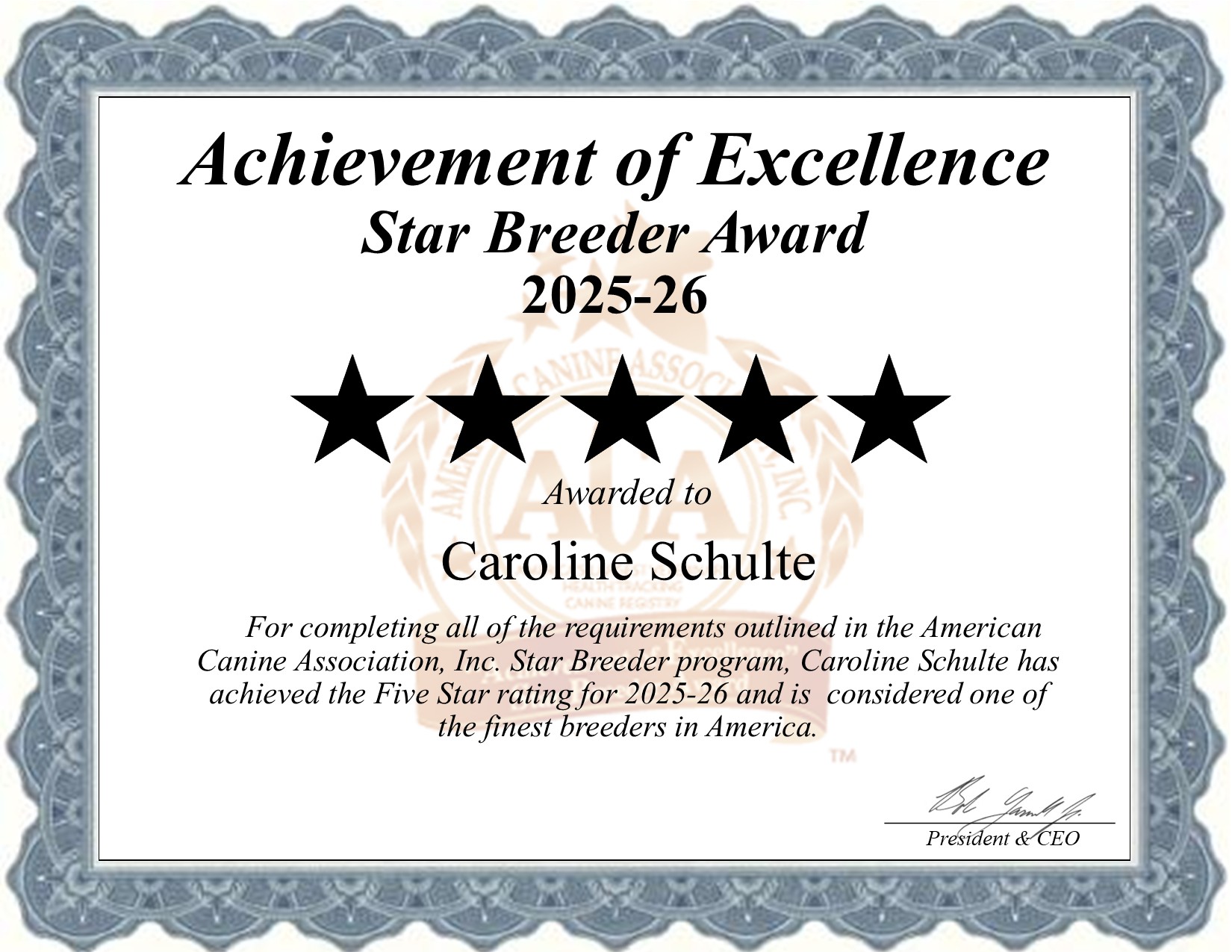Caroline, Schulte, dog, breeder, star, certificate, Caroline-Schulte, Freeburg, MO, Missouri, puppy, dog, kennels, mill, puppymill, usda, 5-star, aca, ica, registered, Cavapoo