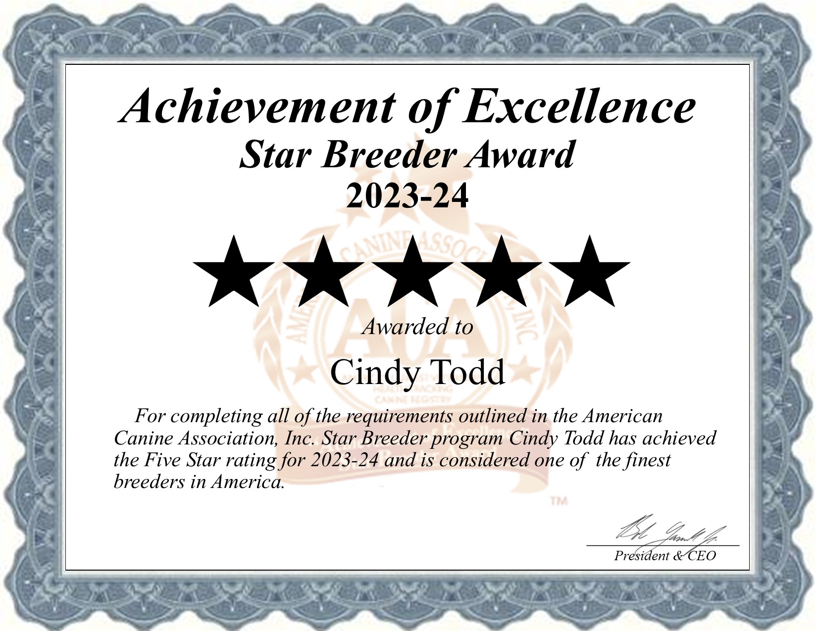Cindy, Todd, dog, breeder, star, certificate, Cindy-Todd, Grovesprings, MO, Missouri, puppy, dog, kennels, mill, puppymill, usda, 5-star, aca, ica, registered, Chihuahua, none