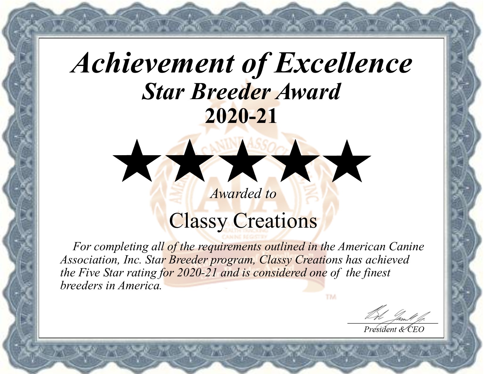 Classy, Creations Kennels, dog, breeder, star, certificate, Classy-Creations Kennels, Lyons, NY, New York, puppy, dog, kennels, mill, puppymill, usda, 5-star, ACA, ICA, registered, show handler, Yorkie, 21-A-0160, 21A0160