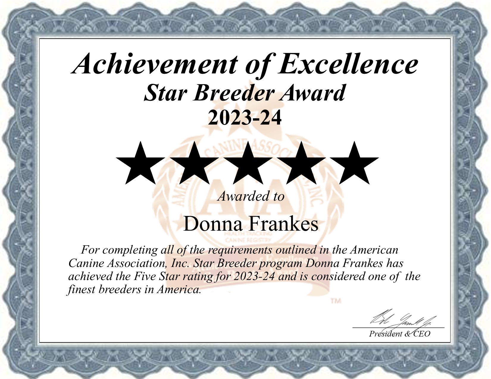 Donna, Frankes, dog, breeder, star, certificate, Donna-Frankes, Roseville, IL, Illinois, puppy, dog, kennels, mill, puppymill, usda, 5-star, aca, ica, registered, West Highland White Terrier, none
