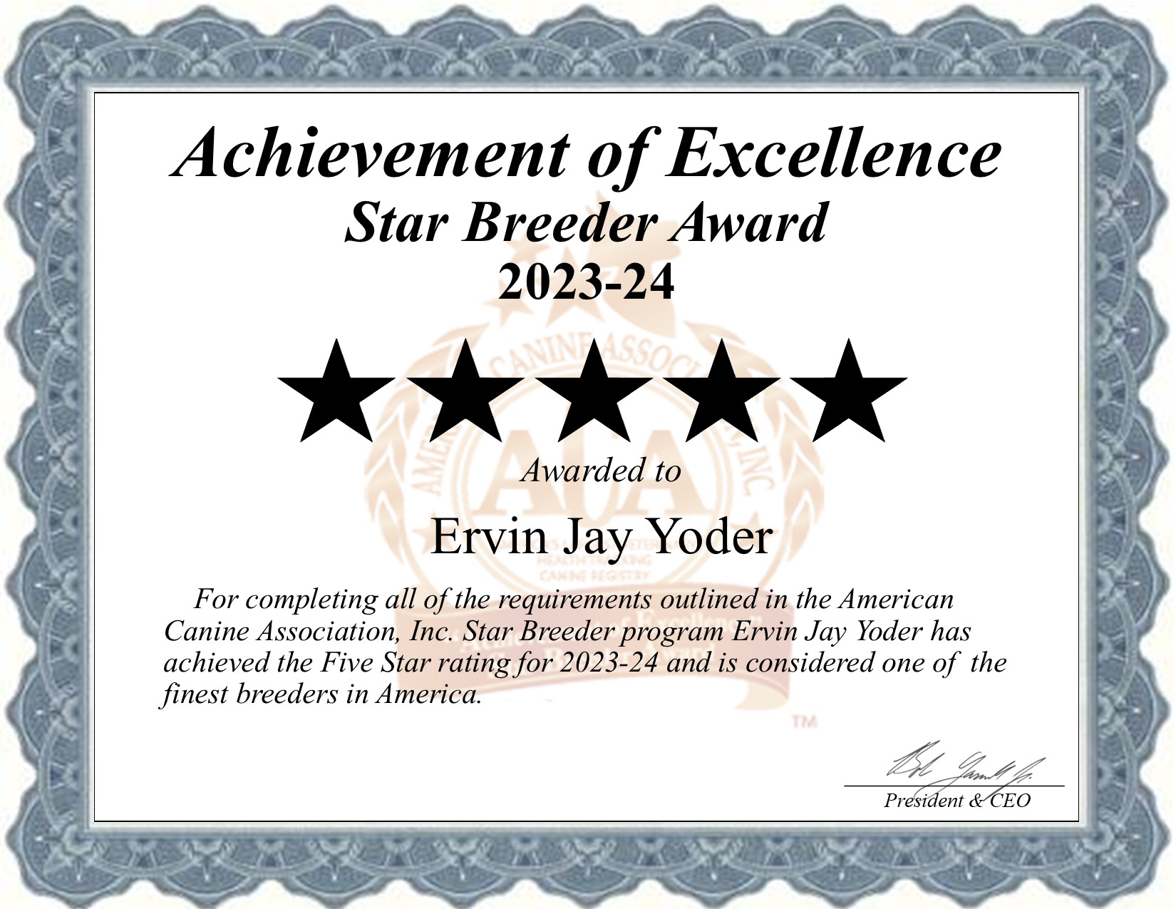 Ervin Jay, Yoder, dog, breeder, star, certificate, Ervin Jay-Yoder, Oswego, KS, Kansas, puppy, dog, kennels, mill, puppymill, usda, 5-star, aca, ica, registered, Teddy Bear, none