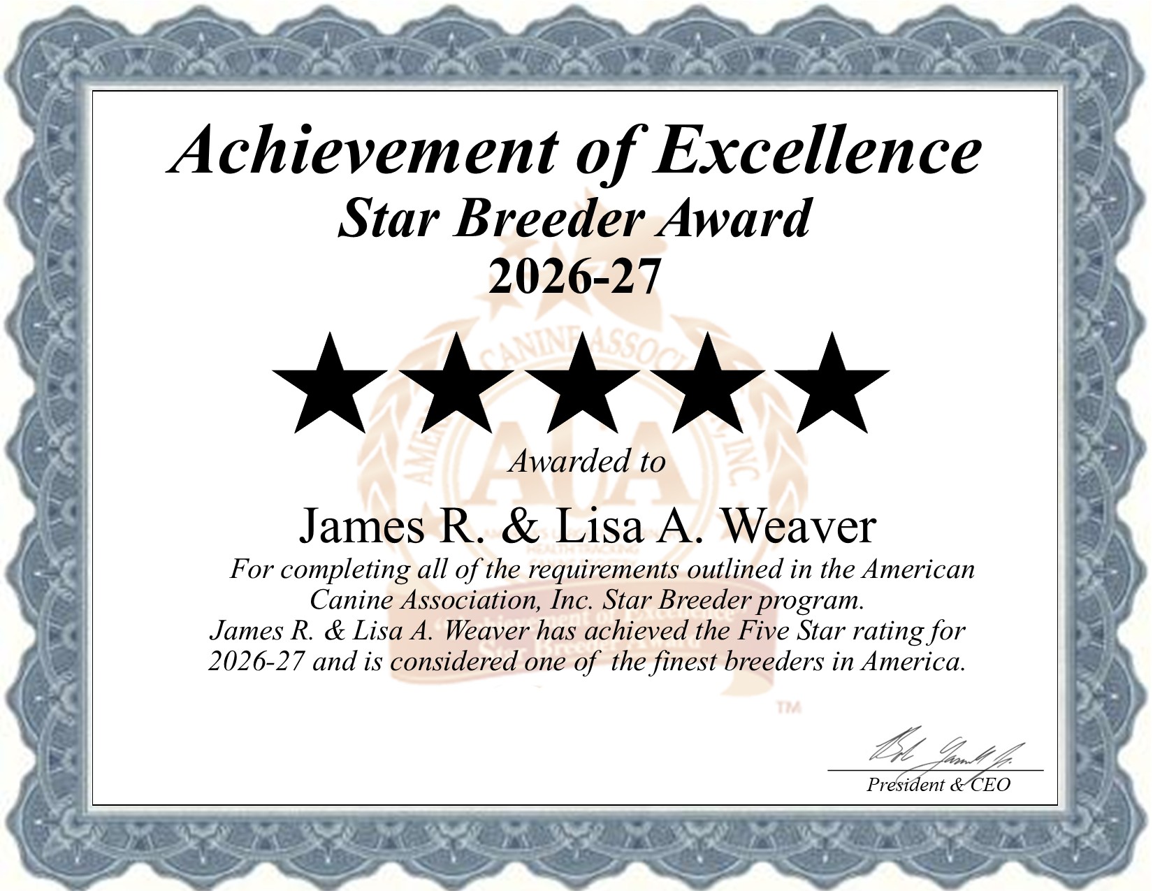James R. & Lisa Ann, Weaver, dog, breeder, star, certificate, James R. & Lisa Ann-Weaver, East Earl, PA, Pennsylvania, puppy, dog, kennels, mill, puppymill, usda, 5-star, aca, ica, registered, Dachshund