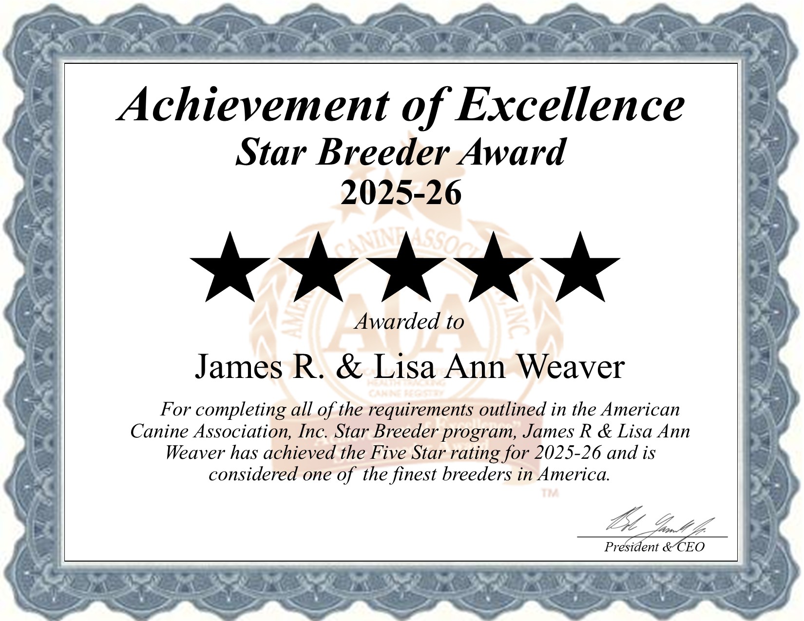 James R. & Lisa Ann, Weaver, dog, breeder, star, certificate, James R. & Lisa Ann-Weaver, East Earl, PA, Pennsylvania, puppy, dog, kennels, mill, puppymill, usda, 5-star, aca, ica, registered, Dachshund
