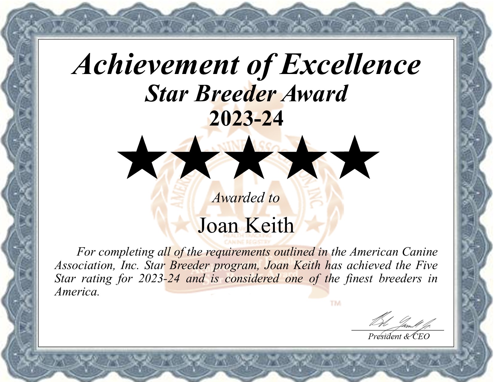 Joan, Keith, dog, breeder, star, certificate, Joan-Keith, Anderson, MO, Missouri, puppy, dog, kennels, mill, puppymill, usda, 5-star, aca, ica, registered, Labrador Retrievers, none