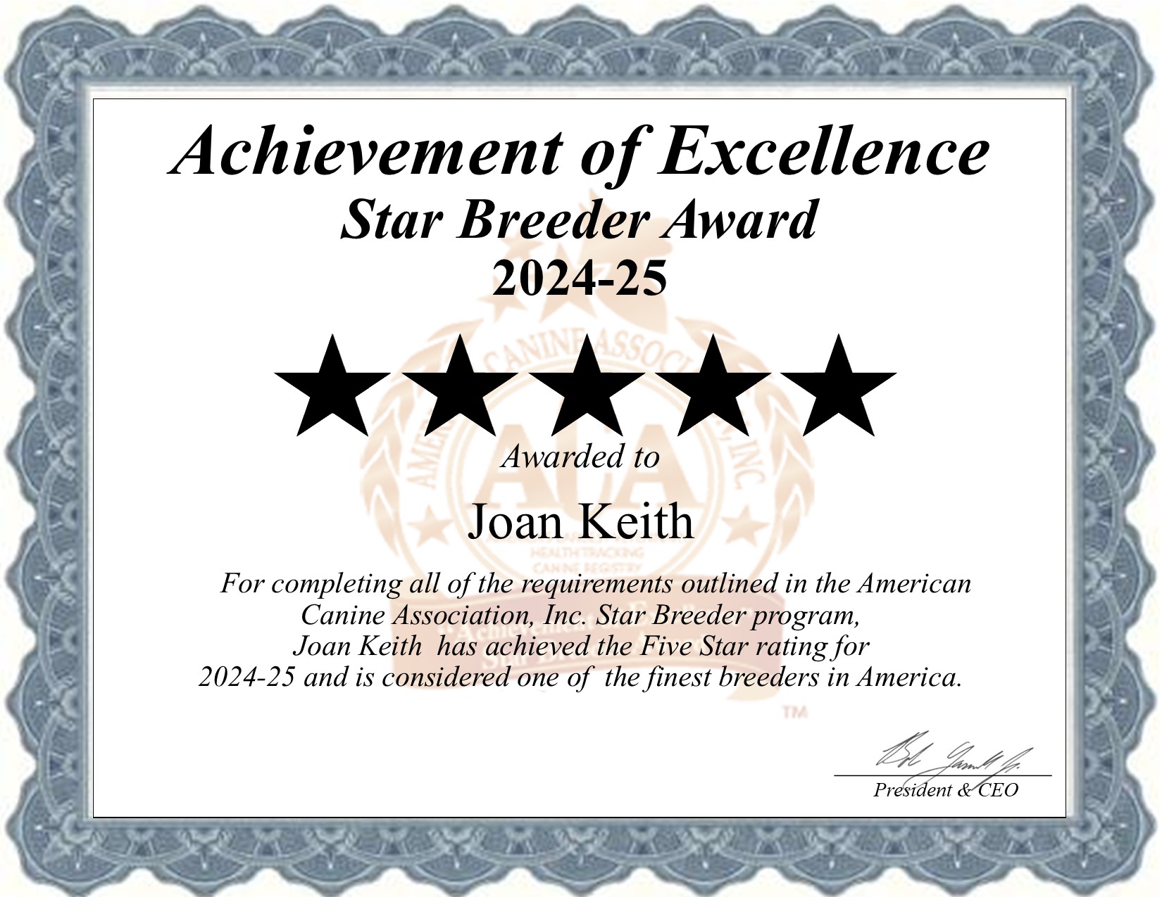 Joan, Keith, dog, breeder, star, certificate, Joan-Keith, Anderson, MO, Missouri, puppy, dog, kennels, mill, puppymill, usda, 5-star, aca, ica, registered, Labrador Retrievers, none