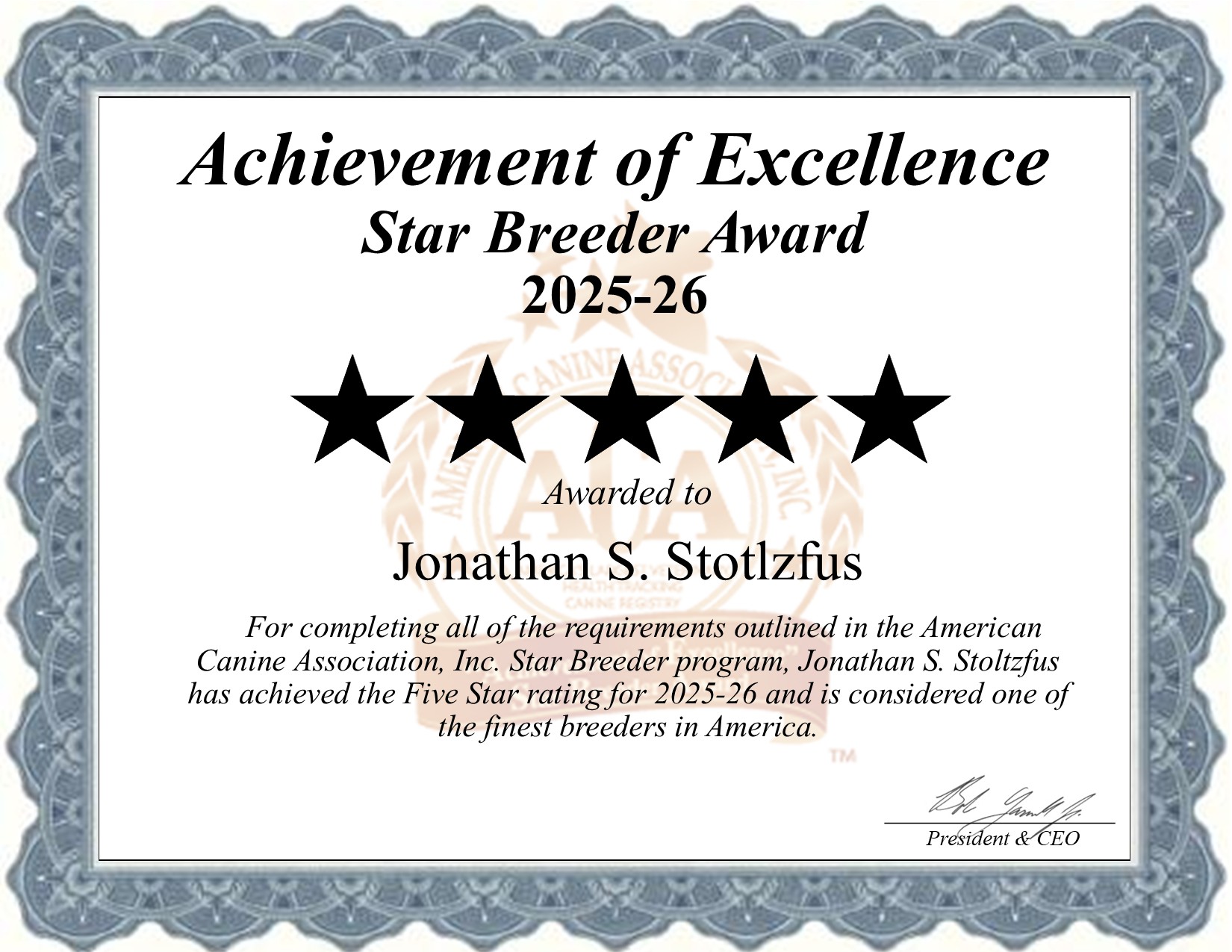 Jonathan S, Stoltzfus, dog, breeder, star, certificate, Jonathan S-Stoltzfus, Honey Brook, PA, Pennsylvania, puppy, dog, kennels, mill, puppymill, usda, 5-star, aca, ica, registered, Boston Terrier