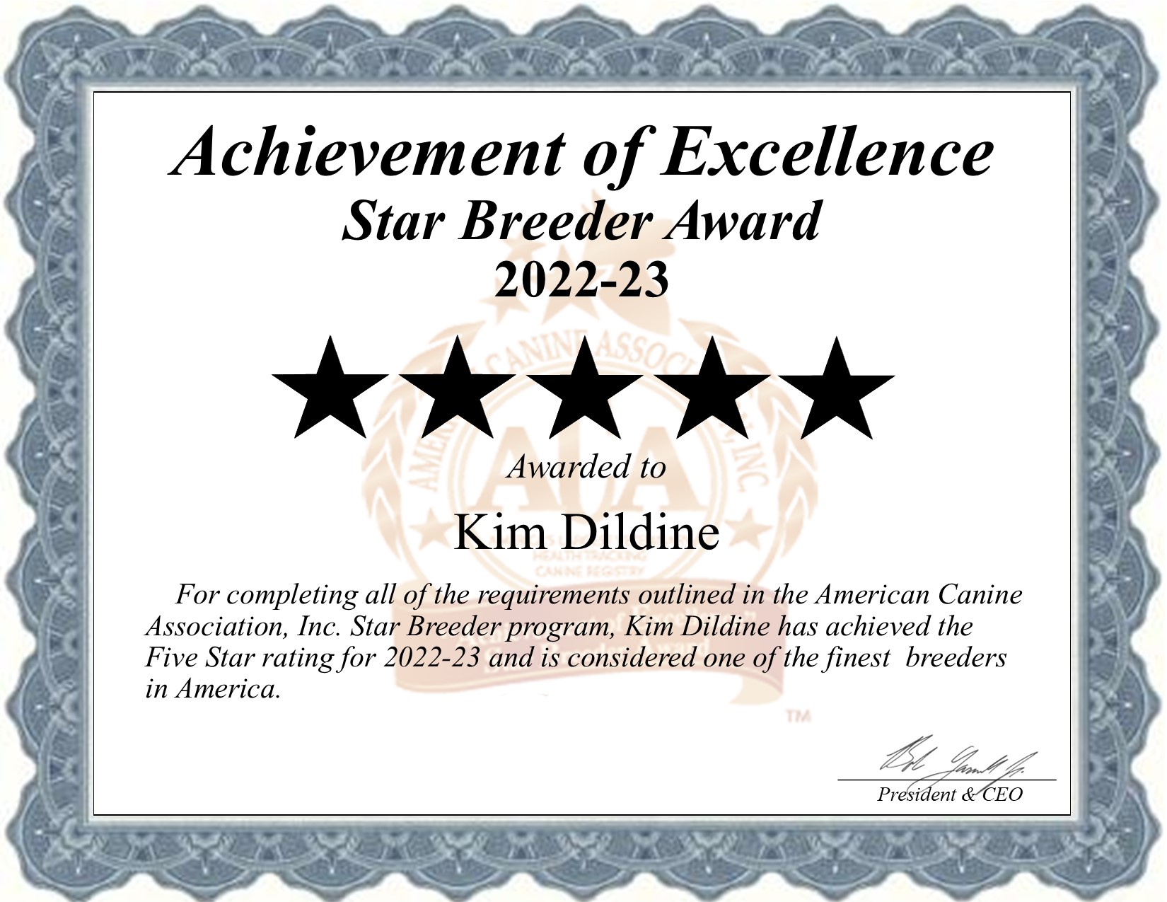 Kim, Dildine, dog, breeder, star, certificate, Kim-Dildine, Willow Springs, MO, Missouri, puppy, dog, kennels, mill, puppymill, usda, 5-star, aca, ica, registered, Geryhounds,  43-A-4273, 43A4273