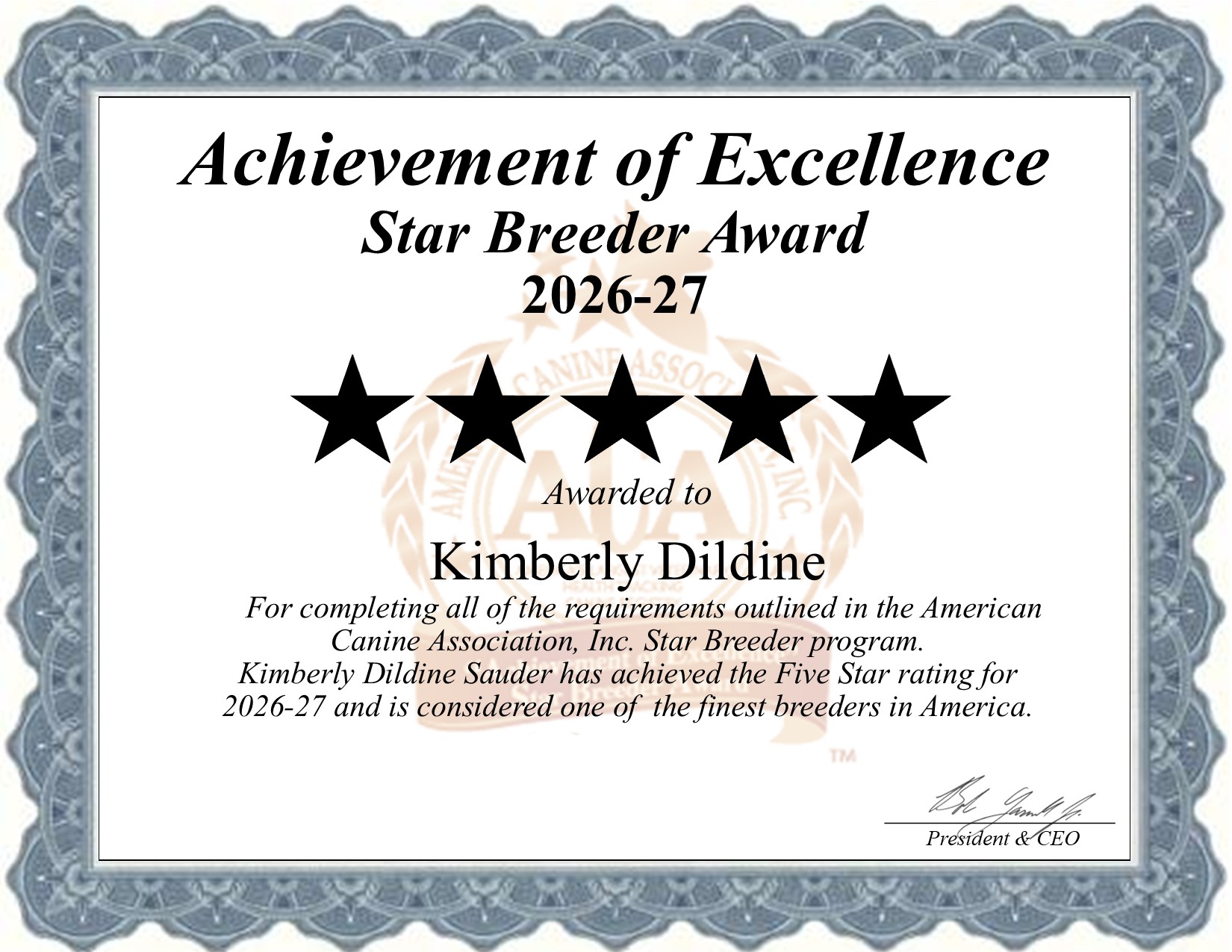 Kimberly, Dildine, dog, breeder, star, certificate, Kimberly-Dildine, Willow Springs, MO, Missouri, puppy, dog, kennels, mill, puppymill, usda, 5-star, aca, ica, registered, Italian Greyhound