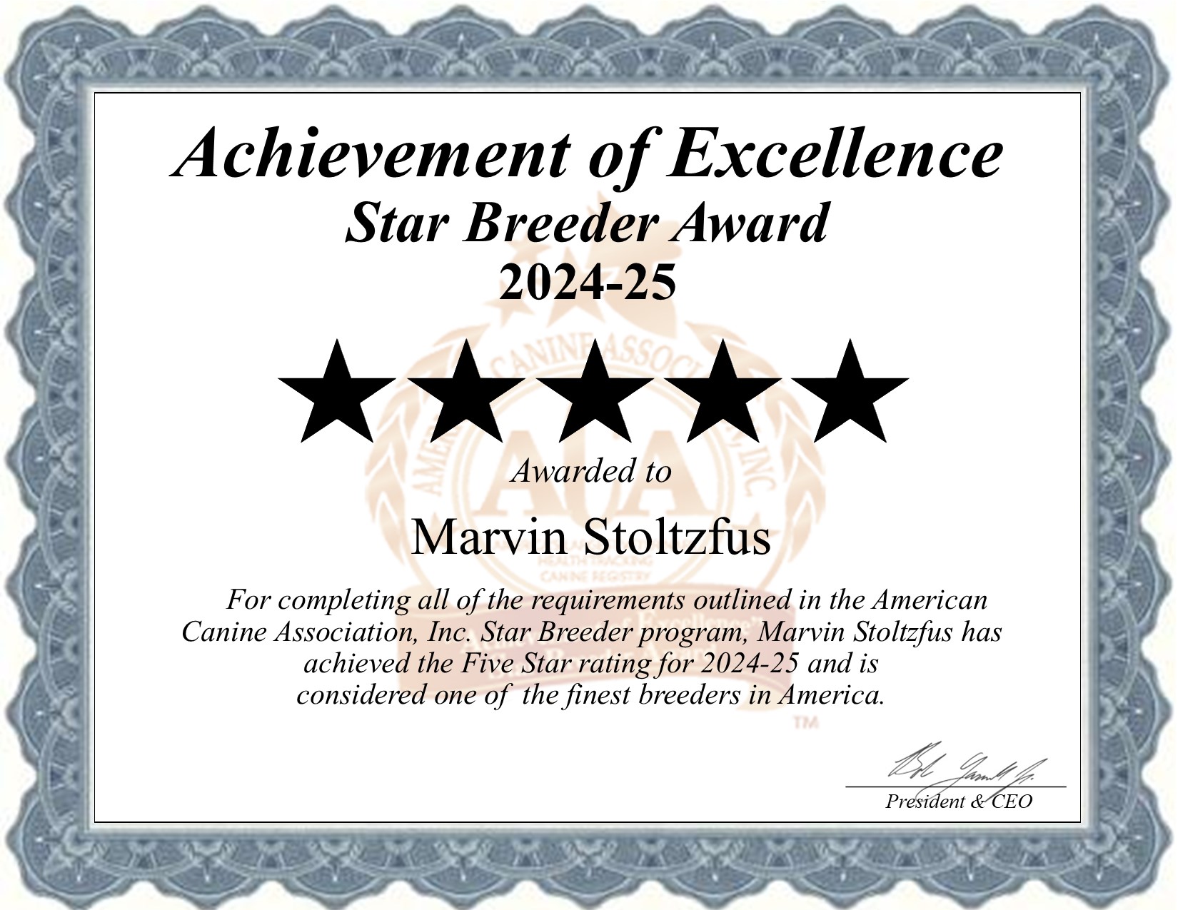 Marvin, Stoltzfus, dog, breeder, star, certificate, Marvin-Stoltzfus, Maple Grove, PA, Pennsylvania, puppy, dog, kennels, mill, puppymill, usda, 5-star, aca, ica, registered, Cavalier King Charles Spaniel, pa-doglaw