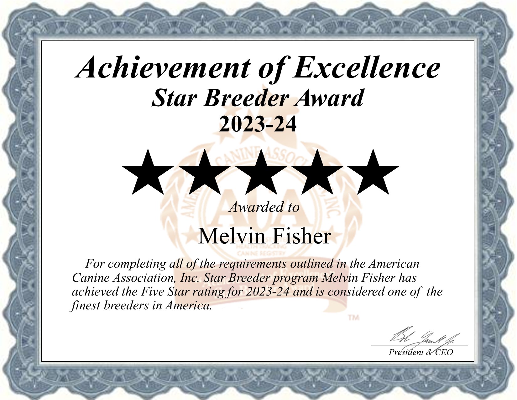 Melvin, Fisher, dog, breeder, star, certificate, Melvin-Fisher, Coatesville, PA, Pennsylvania, puppy, dog, kennels, mill, puppymill, usda, 5-star, aca, ica, registered, Pembroke Welsh Corgi, none