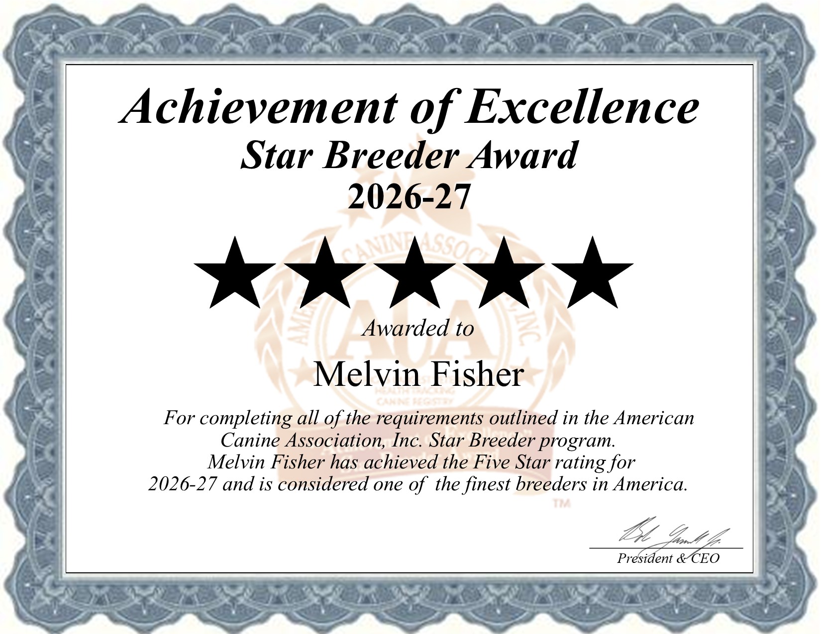 Melvin, Fisher, dog, breeder, star, certificate, Melvin-Fisher, Coatesville, PA, Pennsylvania, puppy, dog, kennels, mill, puppymill, usda, 5-star, aca, ica, registered, Pembroke Welsh Corgi, none