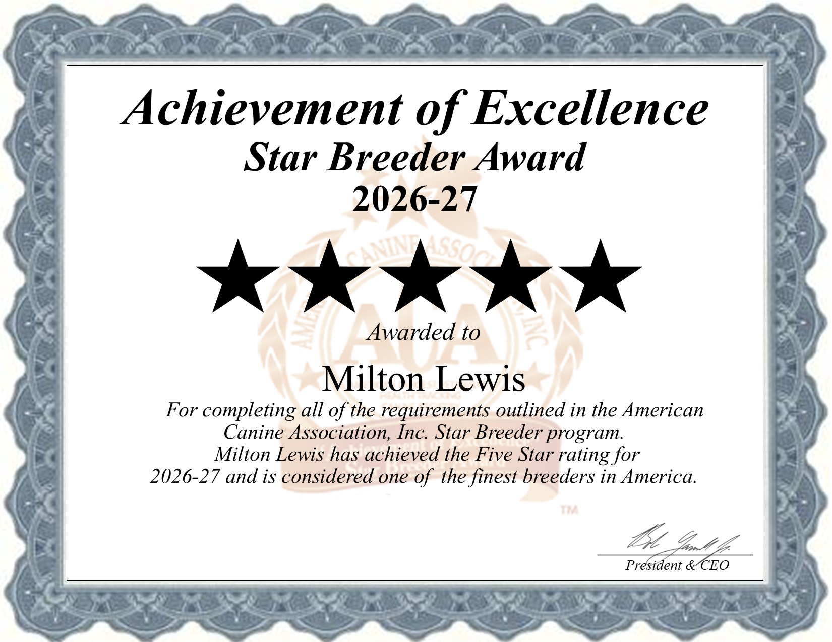 Milton, Lewis, dog, breeder, star, certificate, Milton-Lewis, Newport, NE, Nebraska, puppy, dog, kennels, mill, puppymill, usda, 5-star, aca, ica, registered, Miniature Bernedoodle