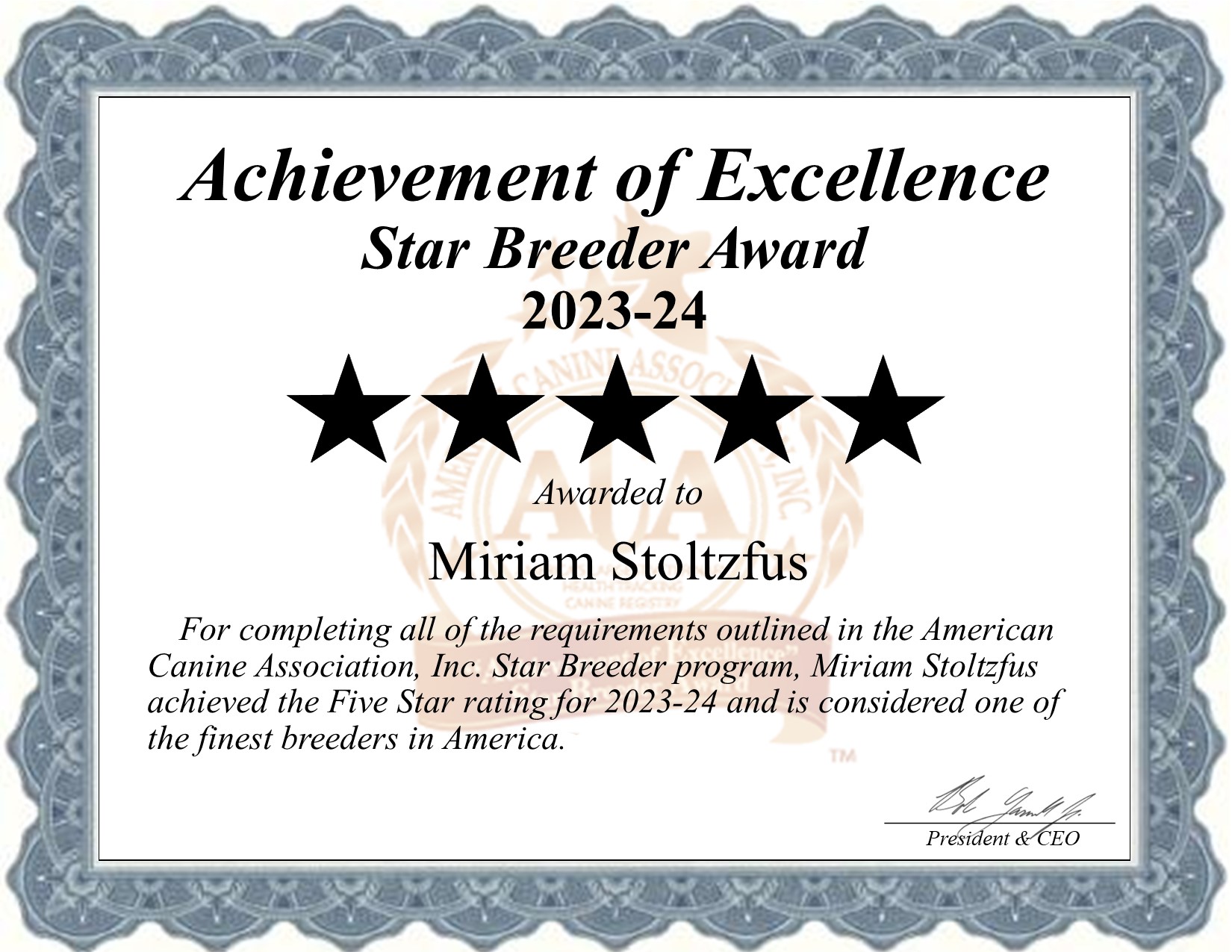 Miriam, Stoltzfus, dog, breeder, star, certificate, Miriam-Stoltzfus, New Holland, PA, Pennsylvania, puppy, dog, kennels, mill, puppymill, usda, 5-star, aca, ica, registered, Havanese, none