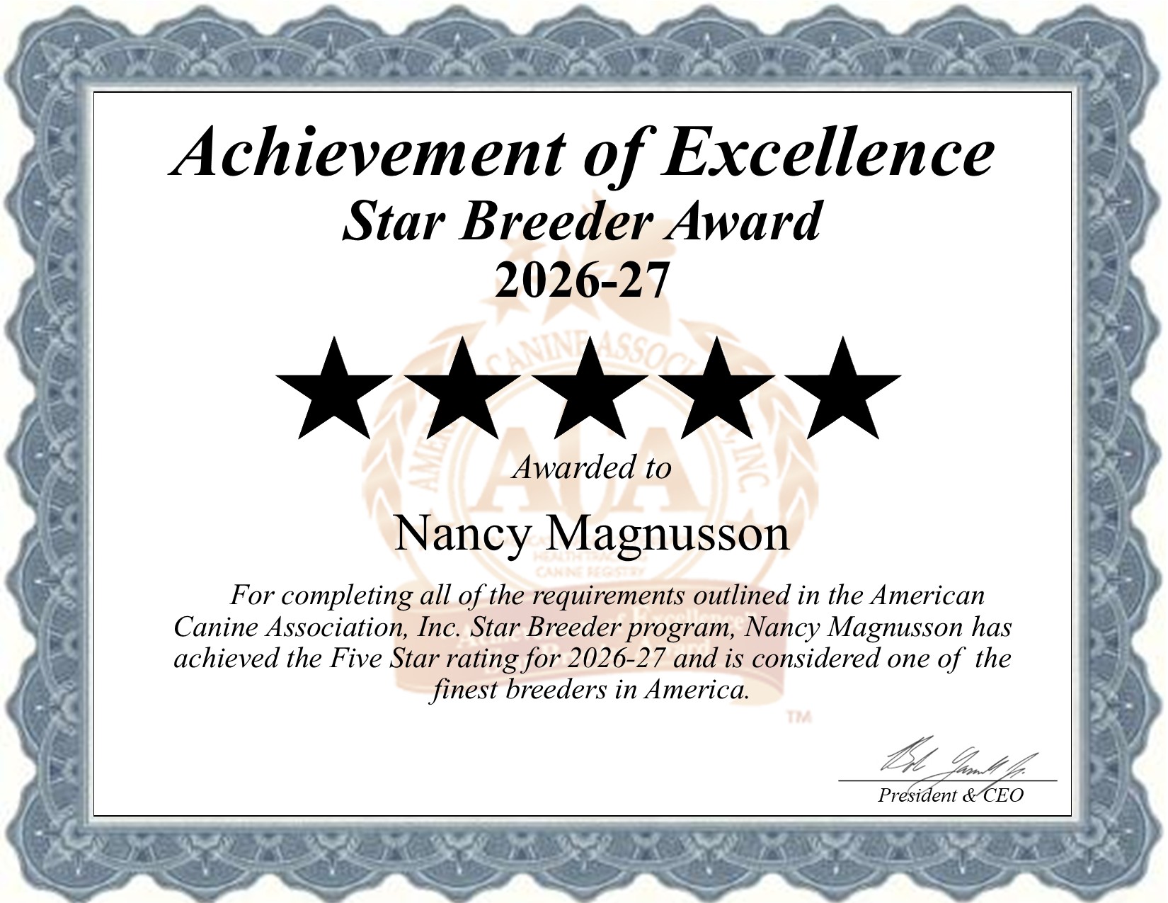 Nancy, Magnusson, dog, breeder, star, certificate, Nancy-Magnusson, Lansing, IA, Iowa, puppy, dog, kennels, mill, puppymill, usda, 5-star, aca, ica, registered, Dachshund, 42-A-0752