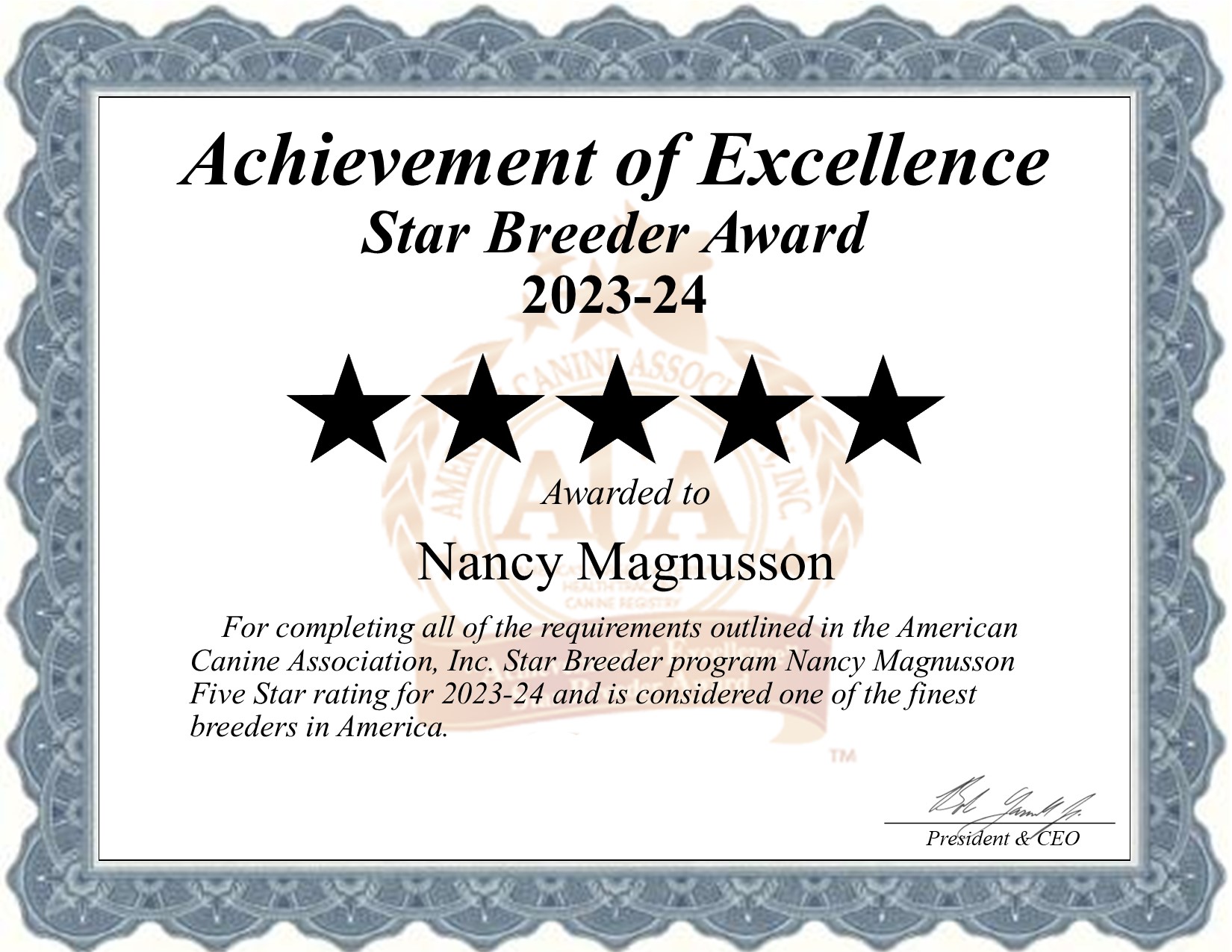 Nancy, Magnusson, dog, breeder, star, certificate, Nancy-Magnusson, Lansing, IA, Iowa, puppy, dog, kennels, mill, puppymill, usda, 5-star, aca, ica, registered, Dachshund, 42-A-0752