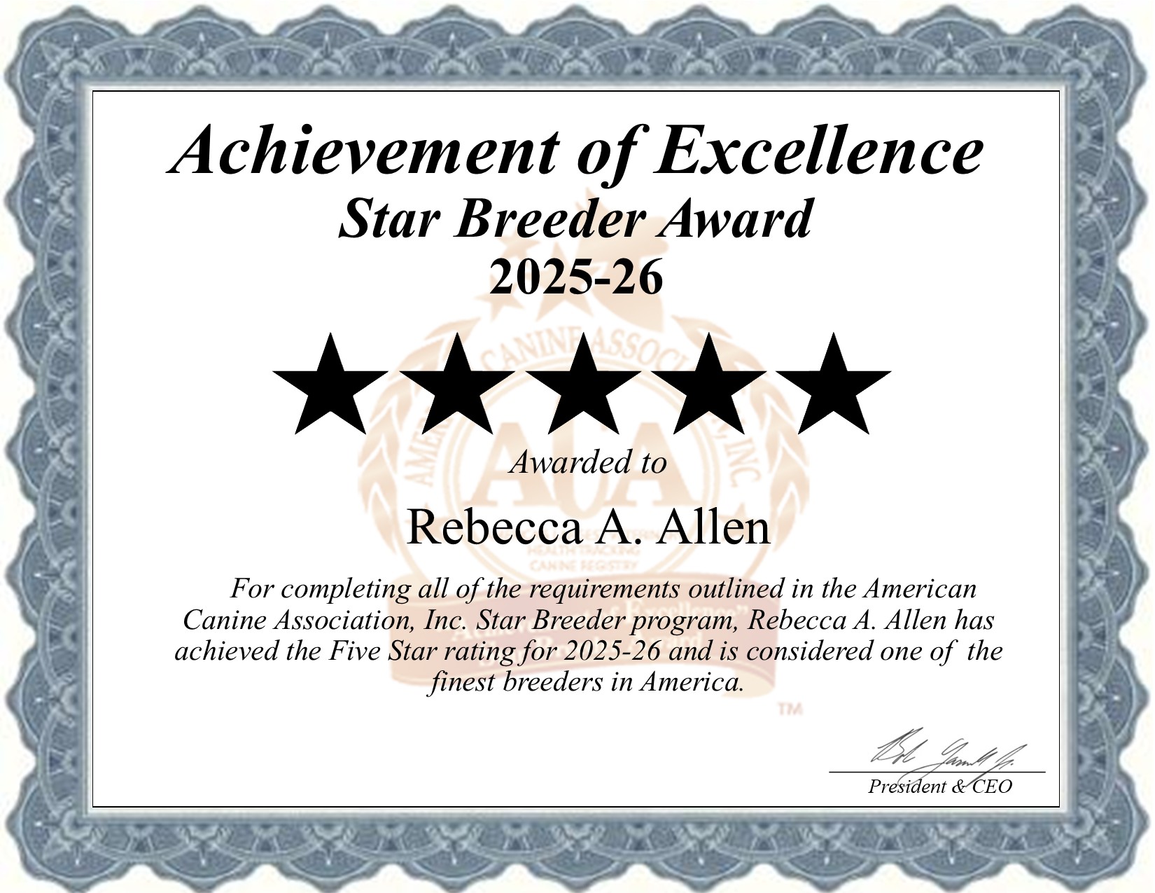 Rebecca A, Allen, dog, breeder, star, certificate, Rebecca A-Allen, Simms, TX, Texas, puppy, dog, kennels, mill, puppymill, usda, 5-star, aca, ica, registered, Cockapoo