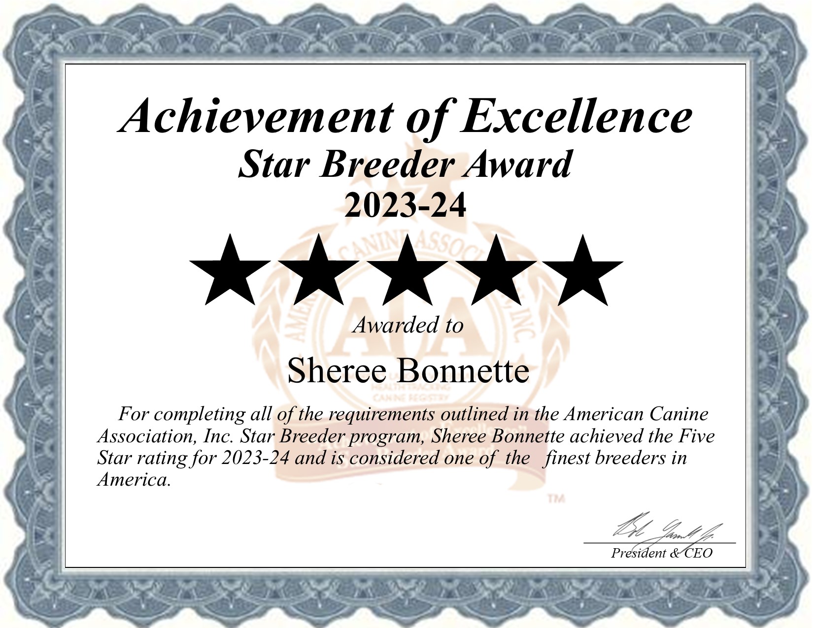 Sheree, Bonnette, dog, breeder, star, certificate, Sheree-Bonnette, Chillcothe, MO, Missouri, puppy, dog, kennels, mill, puppymill, usda, 5-star, aca, ica, registered, French Bulldog, none