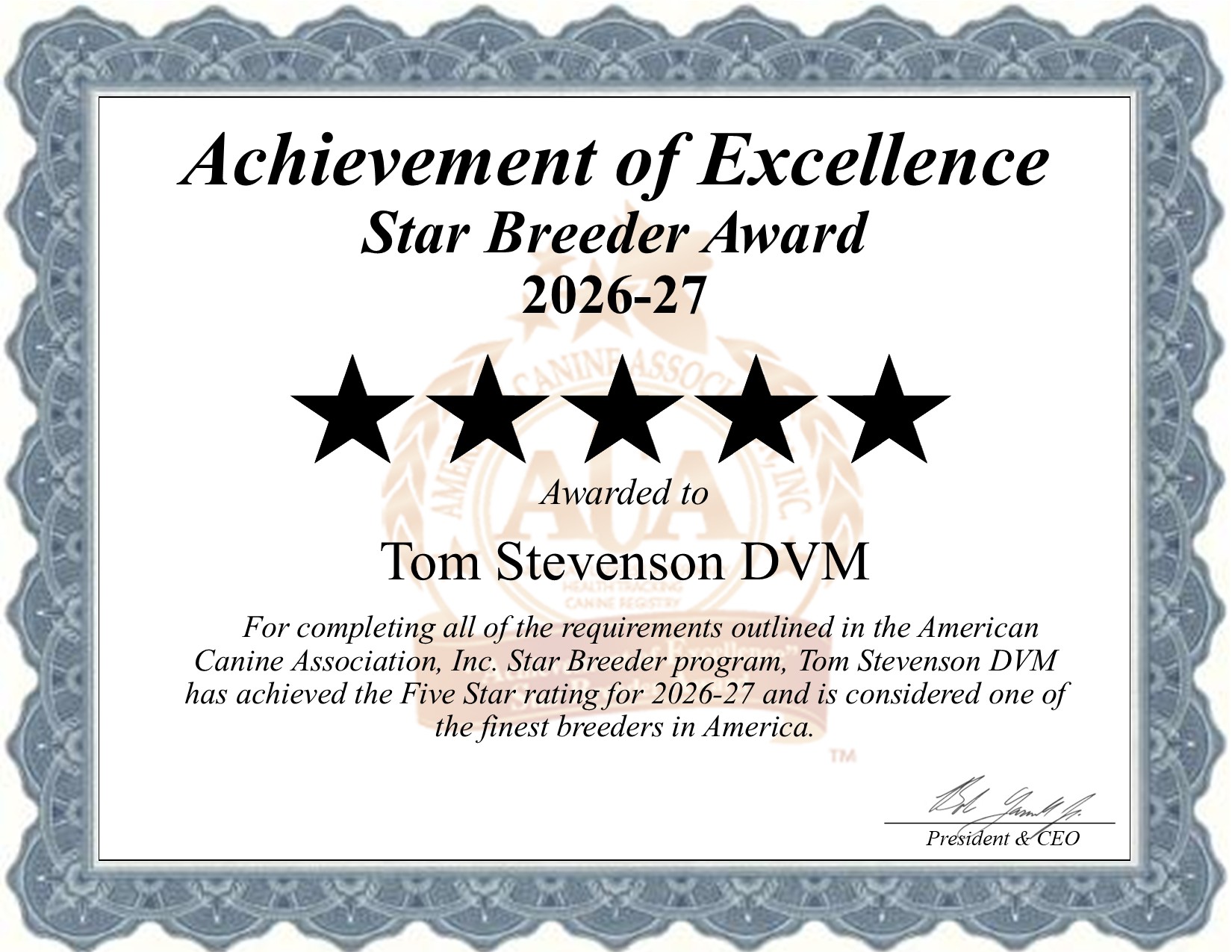 Tom, Stevenson, DVM, dog, breeder, star, certificate, Tom-Stevenson, DVM, Moscow, ID, Idaho, puppy, dog, kennels, mill, puppymill, usda, 5-star, aca, ica, registered, italian, greyhound