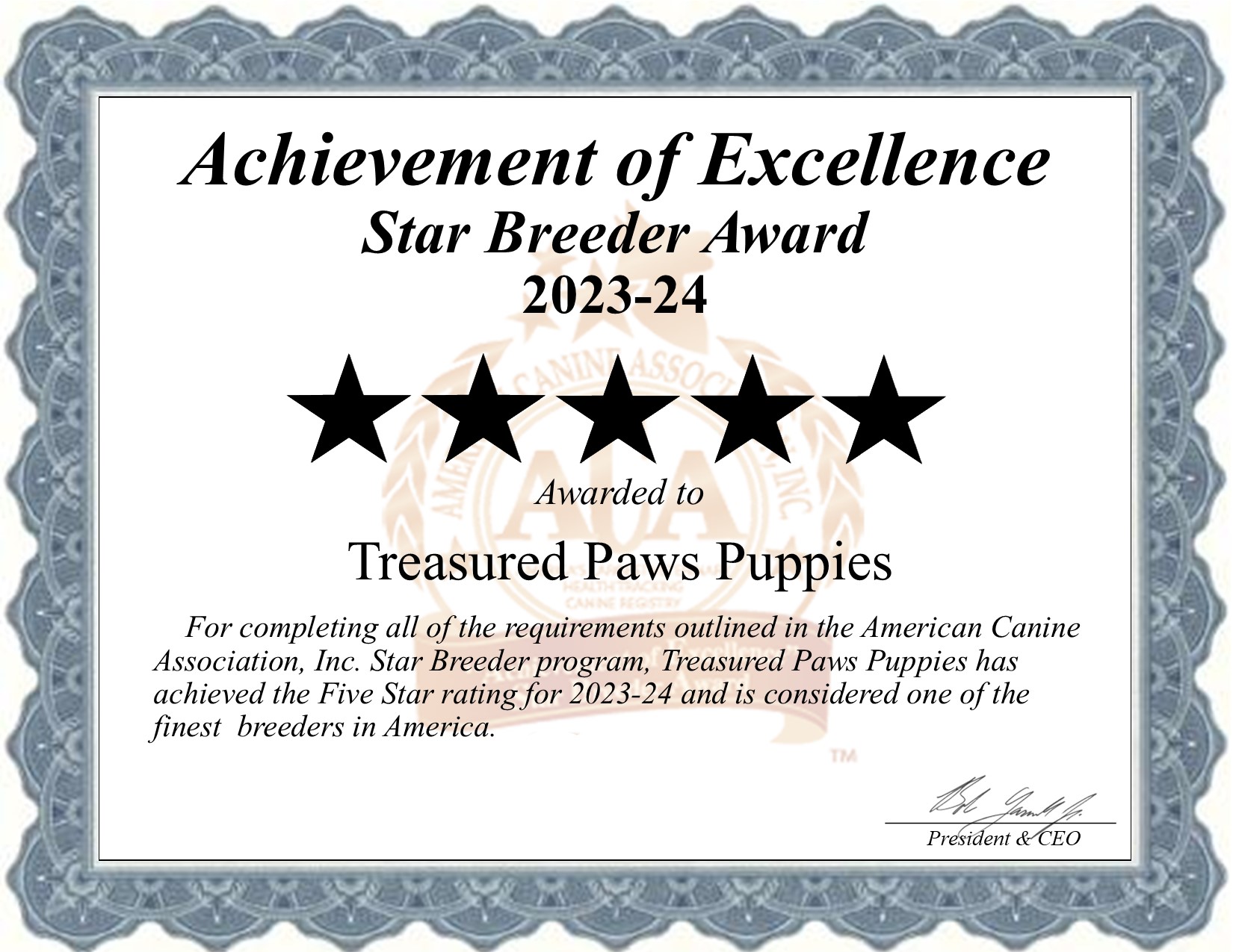 Treasured Paws, Puppies, dog, breeder, star, certificate, Treasured Paws-Puppies, Coatesville, PA, Pennsylvania, puppy, dog, kennels, mill, puppymill, usda, 5-star, aca, ica, registered, corgies, pa-doglaw