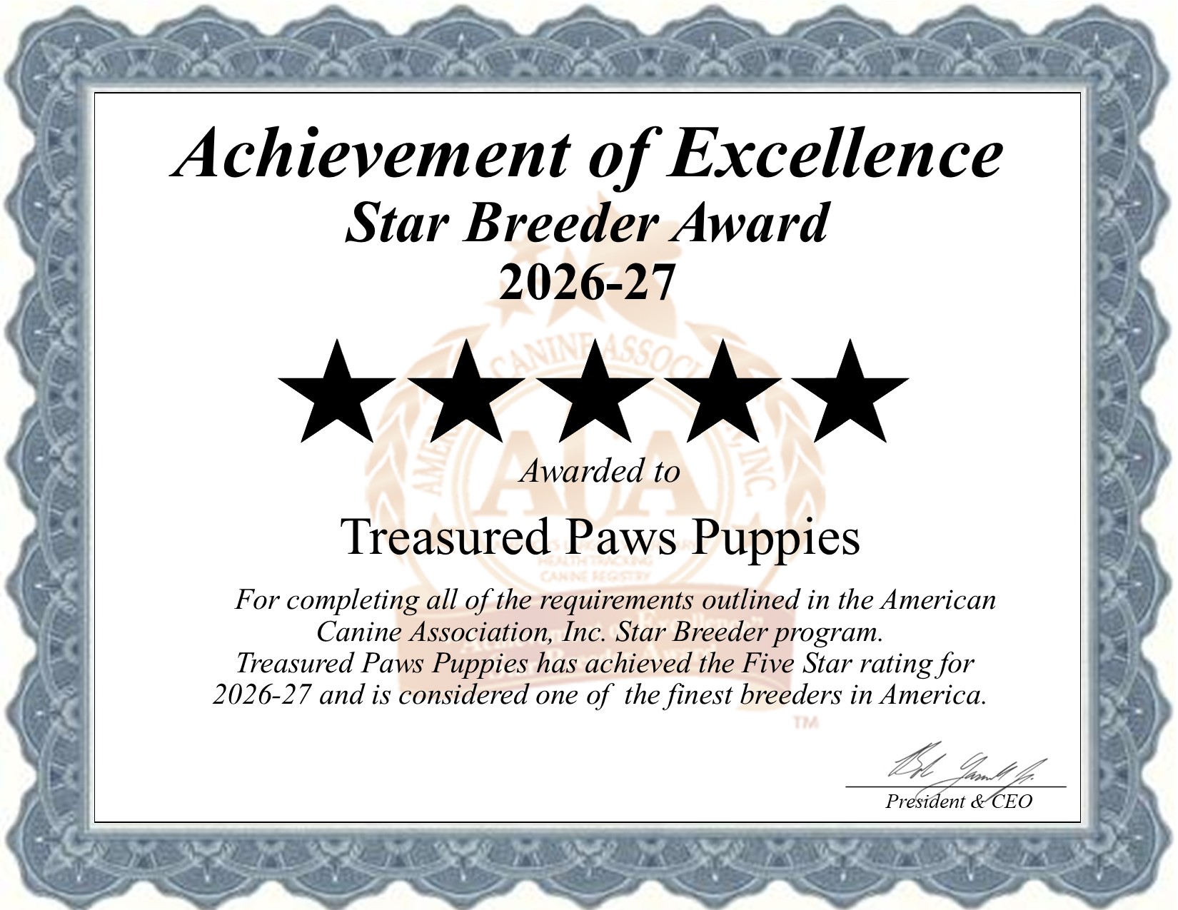 Treasured Paws, Puppies, dog, breeder, star, certificate, Treasured Paws-Puppies, Coatesville, PA, Pennsylvania, puppy, dog, kennels, mill, puppymill, usda, 5-star, aca, ica, registered, Corgi, pa-doglaw