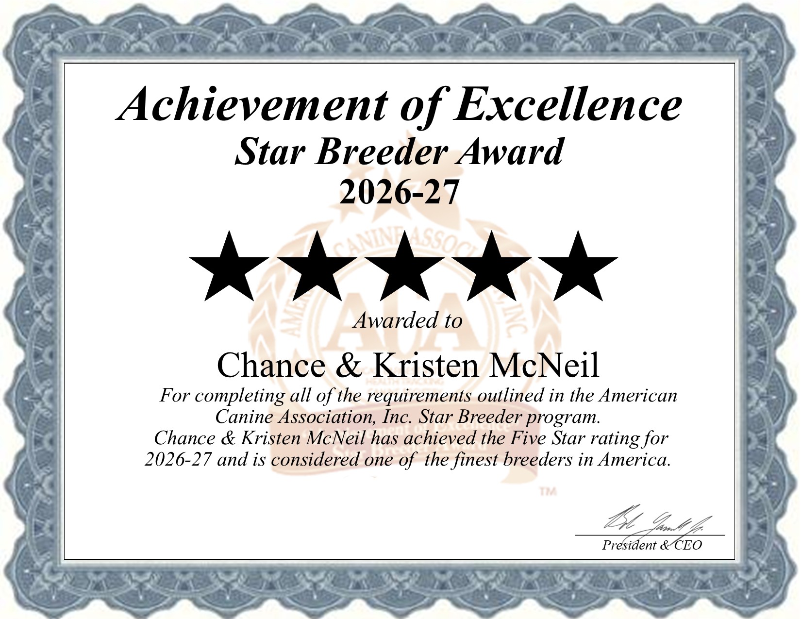 Chance & Kristen, Mcneil, dog, breeder, star, certificate, Chance & Kristen-Mcneil, Harrisburg, SD, South Dakota, puppy, dog, kennels, mill, puppymill, usda, 5-star, aca, ica, registered, French Bulldog