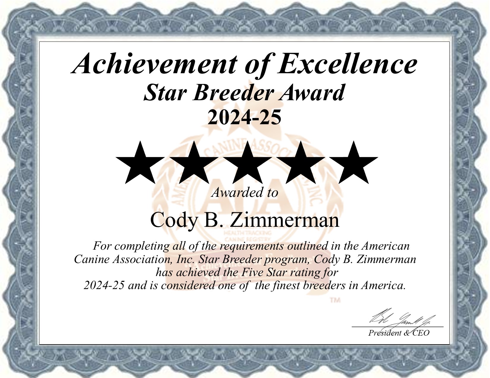 Cody Zimmerman Star Dog Breeder