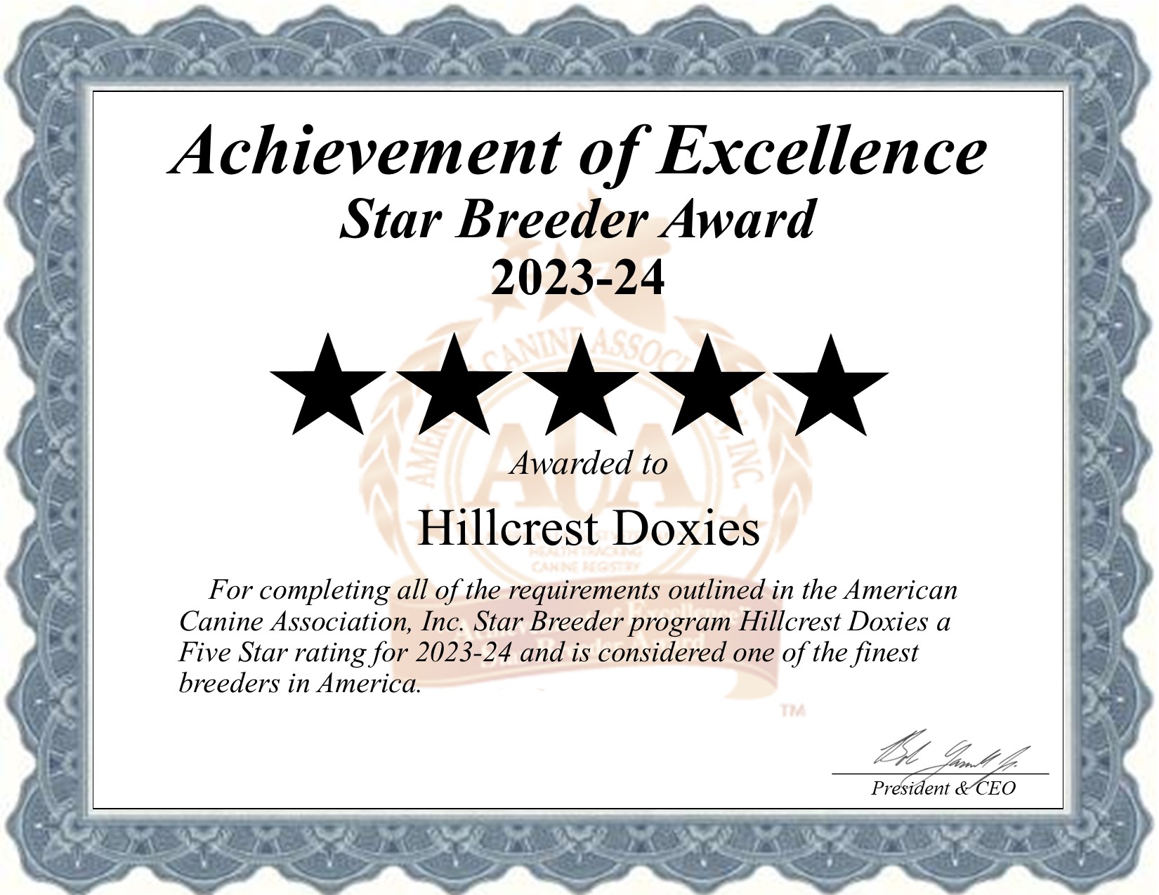 Hillcrest, Doxies, dog, breeder, star, certificate, Hillcrest-Doxies, Wolcott, NY, New York, puppy, dog, kennels, mill, puppymill, usda, 5-star, aca, ica, registered, Dachshunds, 21-A-0229, 21A0229