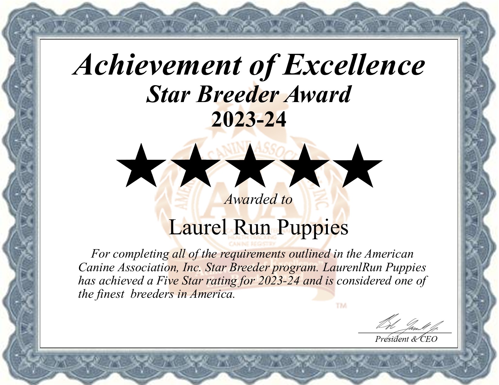 Laurel, Run Puppies, dog, breeder, star, certificate, Laurel-Run Puppies, East Earl, PA, Pennsylvania, puppy, dog, kennels, mill, puppymill, usda, 5-star, aca, ica, registered, poodle, goldendoodle, pa-doglaw