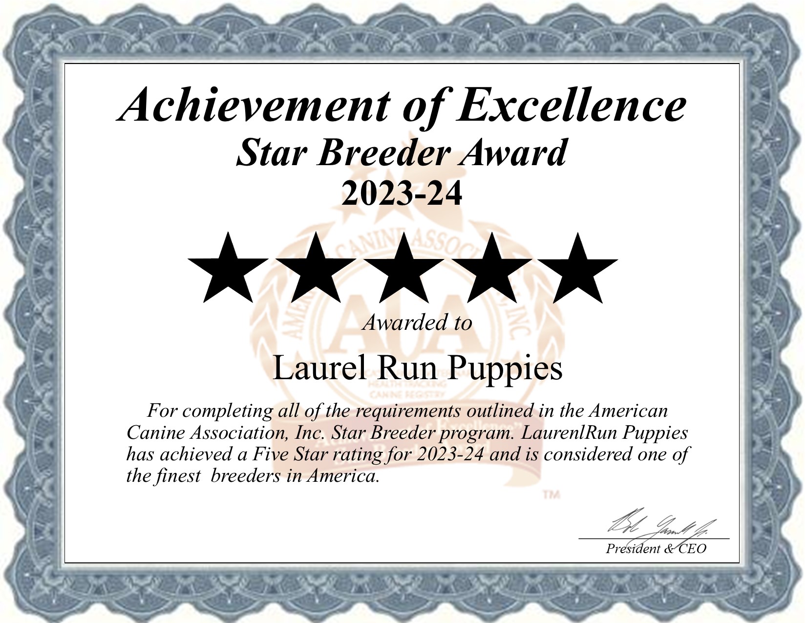 Laurel, Run Puppies, dog, breeder, star, certificate, Laurel-Run Puppies, East Earl, PA, Pennsylvania, puppy, dog, kennels, mill, puppymill, usda, 5-star, aca, ica, registered, poodle, goldendoodle, pa-doglaw