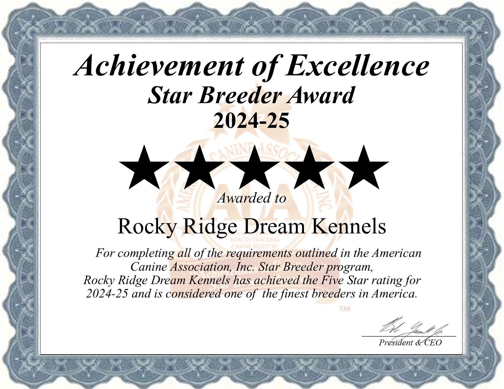 Rocky Ridge, Dream Kennels, dog, breeder, star, certificate, Rocky Ridge-Dream Kennels, Denver, PA, Pennsylvania, puppy, dog, kennels, mill, puppymill, usda, 5-star, aca, ica, registered, Cocker Spaniel