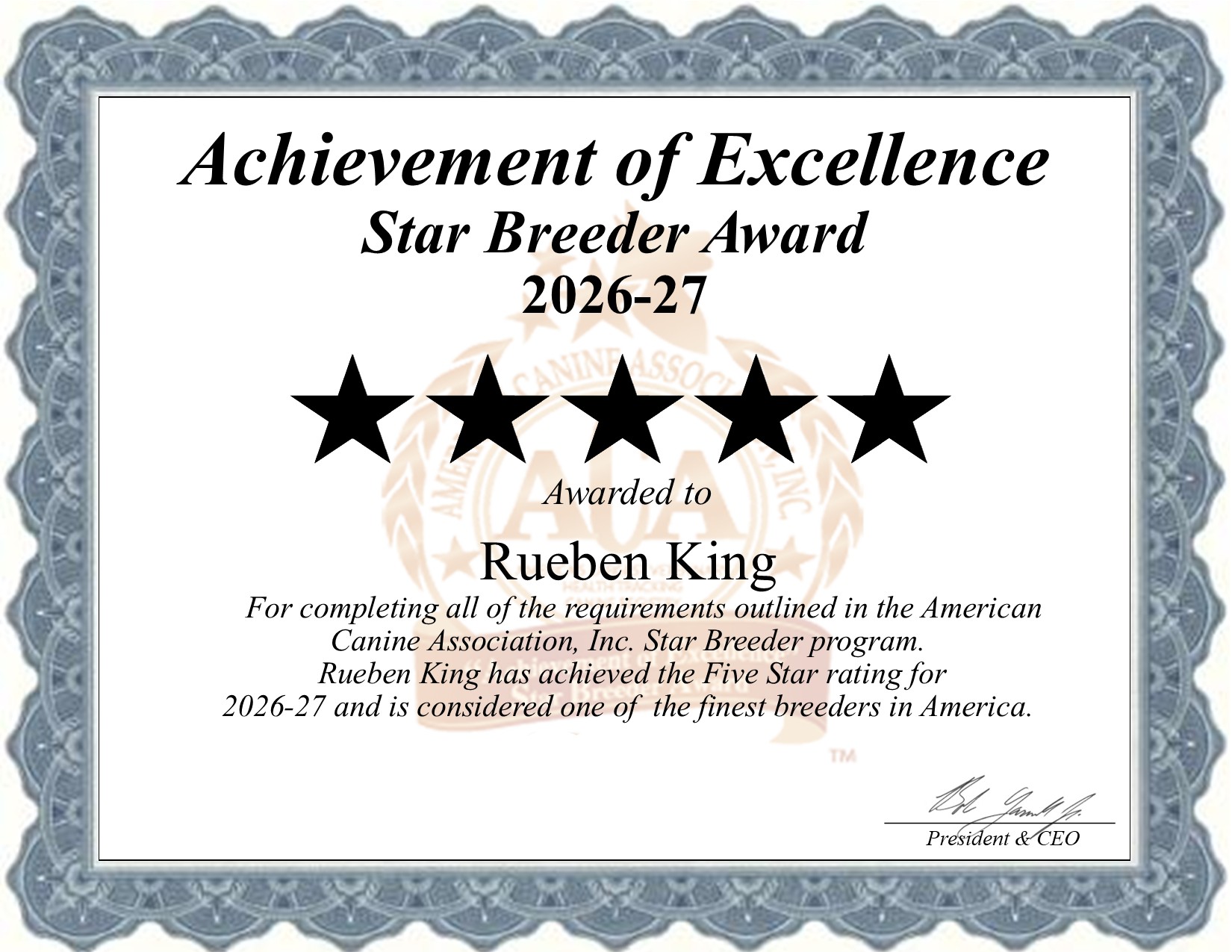 Rueben, King, dog, breeder, star, certificate, Rueben-King, Honey Brook, PA, Pennsylvania, puppy, dog, kennels, mill, puppymill, usda, 5-star, aca, ica, registered, Miniature Schnauzer