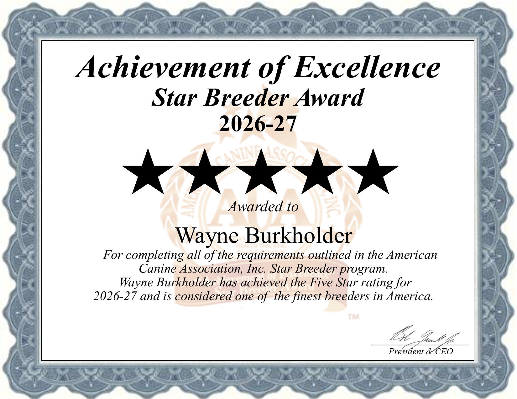 Wayne, Burkholder, dog, breeder, star, certificate, Wayne-Burkholder, Shiloh, OH, Ohio, puppy, dog, kennels, mill, puppymill, usda, 5-star, aca, ica, registered, Dachshund